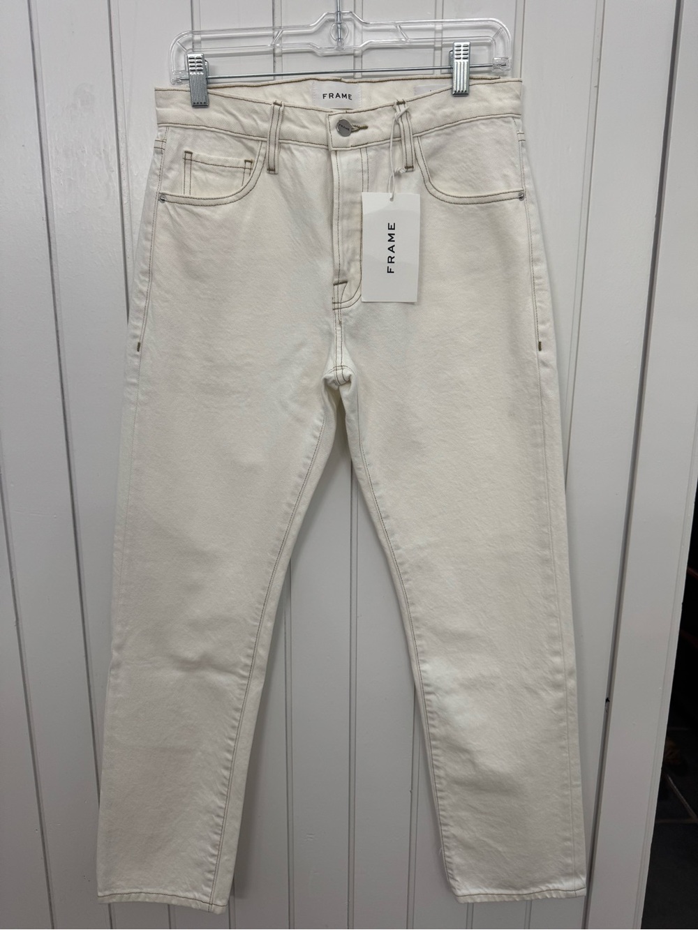 FRAME Le Slouch Straight Jeans Ecru NWT Size 25